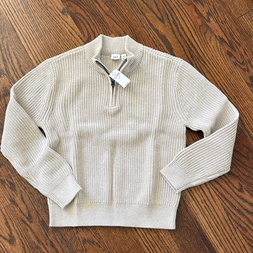 NWT GAP kids Kids Shaker-Stitch Quarter-Zip Sweater size 10